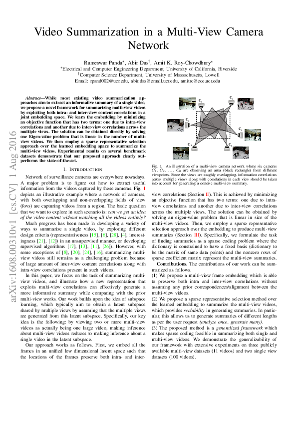 (PDF) Video summarization in a multi-view camera network