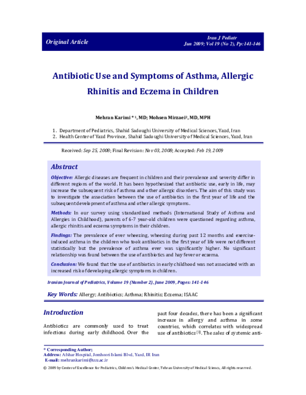 (PDF) Antibiotic Use and Symptoms of Asthma, Allergic Rhinitis and ...