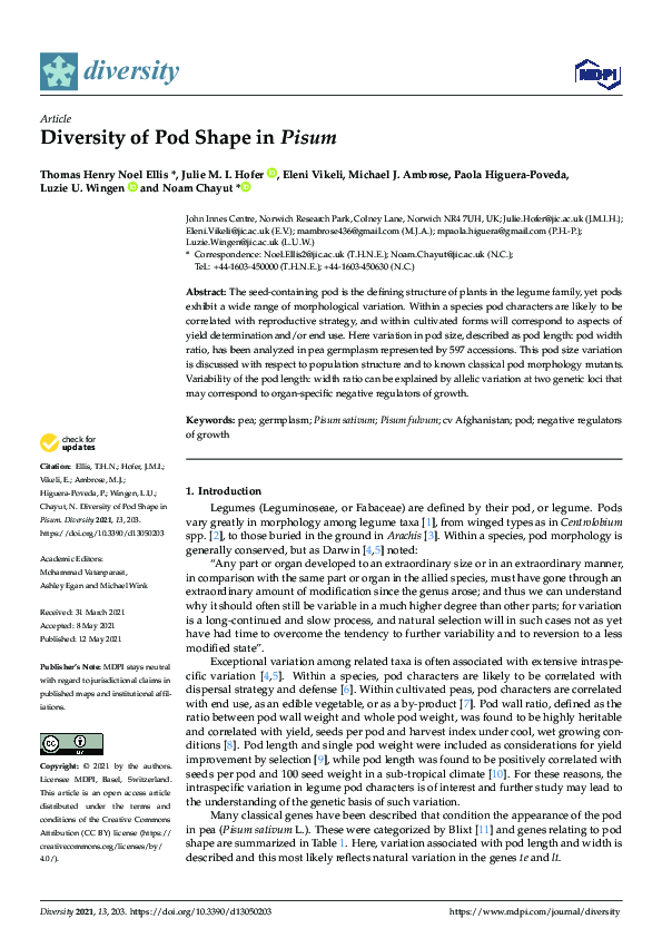 (PDF) Diversity of Pod Shape in Pisum