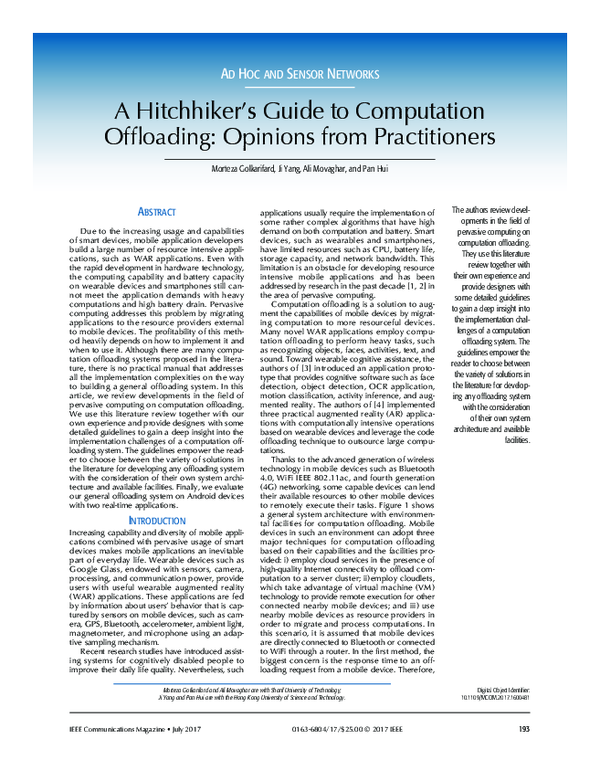(PDF) A Hitchhiker's Guide to Computation Offloading: Opinions from ...