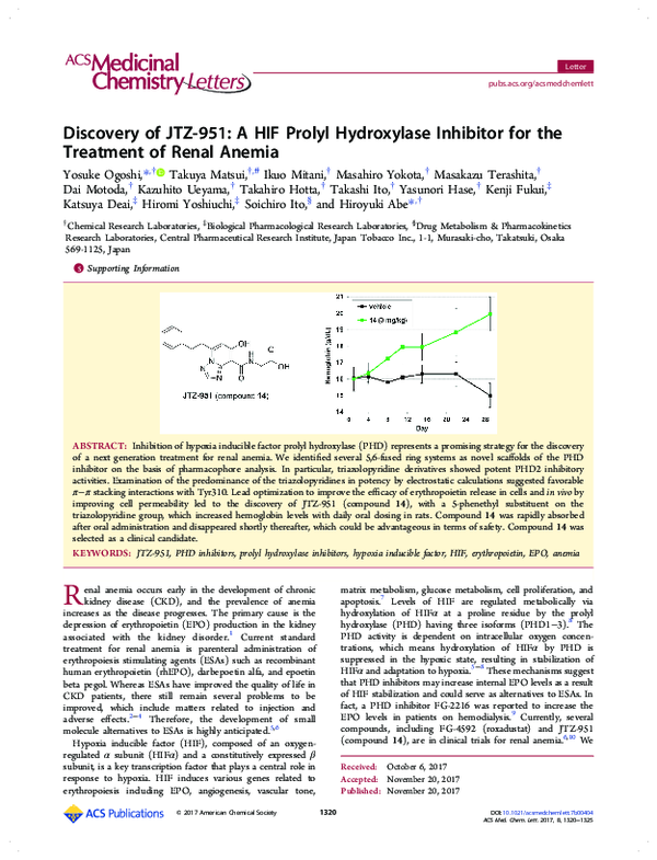 (PDF) Discovery of JTZ-951: A HIF Prolyl Hydroxylase Inhibitor for the ...