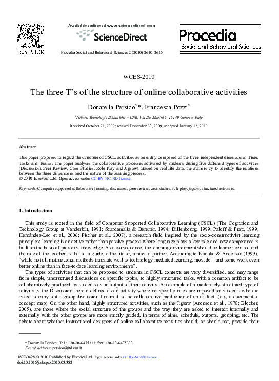 (PDF) The three T's of the structure of online collaborative activities