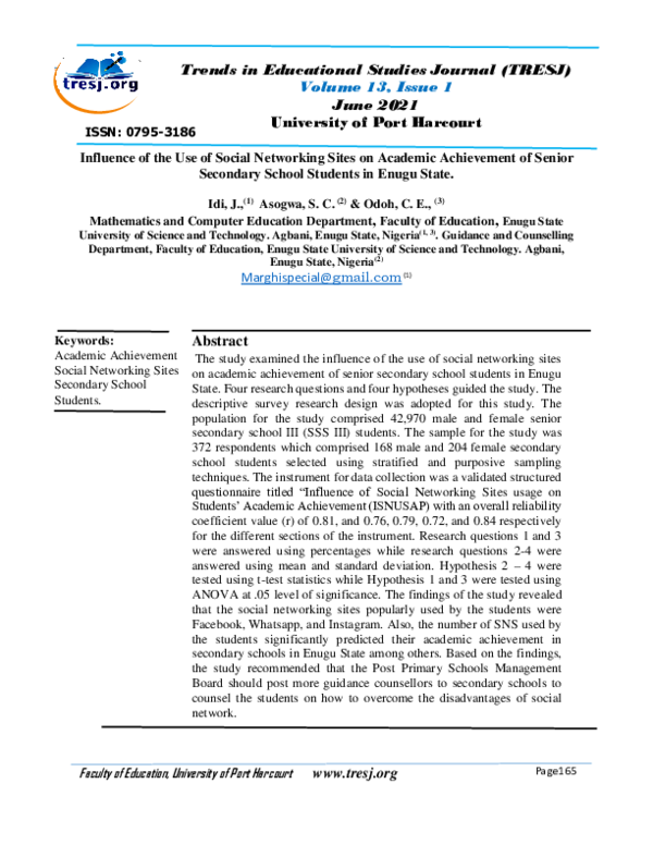 (PDF) Influence of the Use of Social Networking Sites on Academic ...