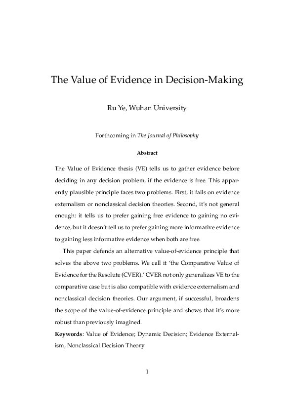 (PDF) The Value of Evidence in Decision-Making