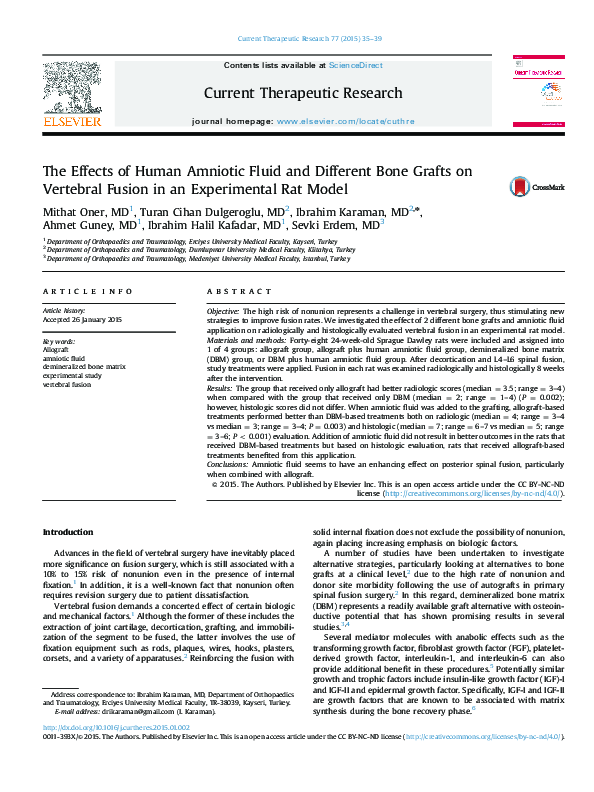 (PDF) The Effects of Human Amniotic Fluid and Different Bone Grafts on ...