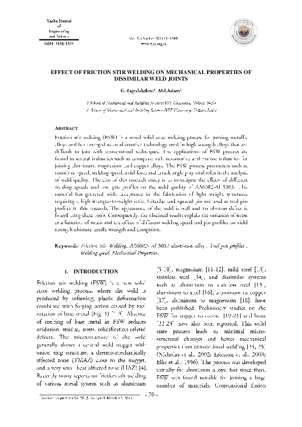 (PDF) Effect of Friction Stir Welding on Mechanical Properties of ...