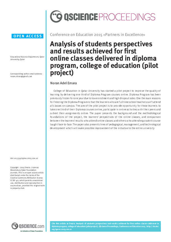 (PDF) Analysis of students perspectives and results achieved for first ...