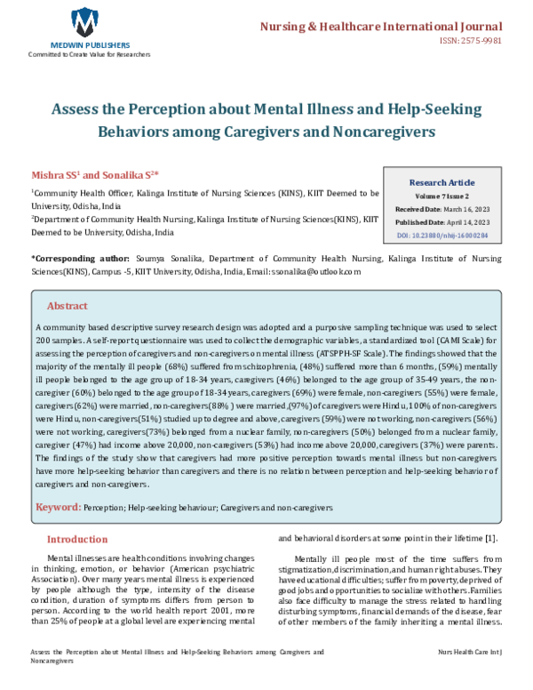 (PDF) Assess the Perception about Mental Illness and Help-Seeking ...