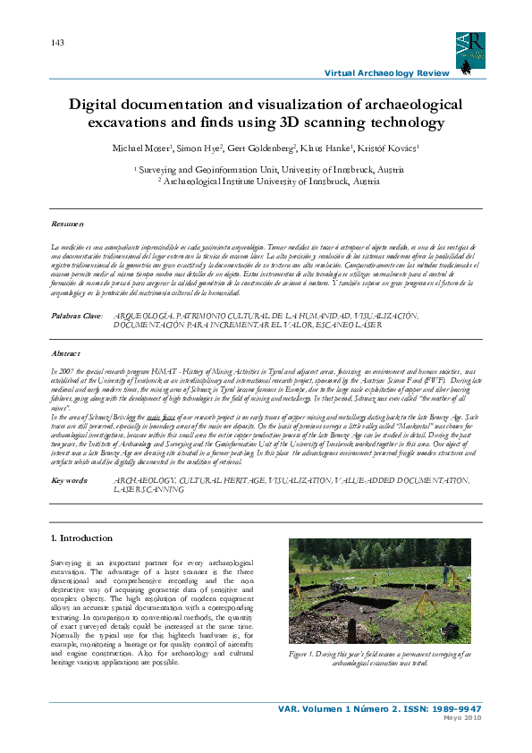 (PDF) Digital documentation and visualization of archaeological ...