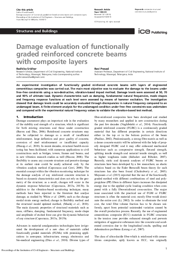 (PDF) Damage evaluation of functionally graded reinforced concrete ...