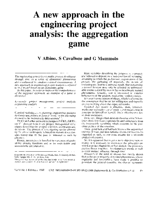 (PDF) A new approach in the engineering project analysis: the ...
