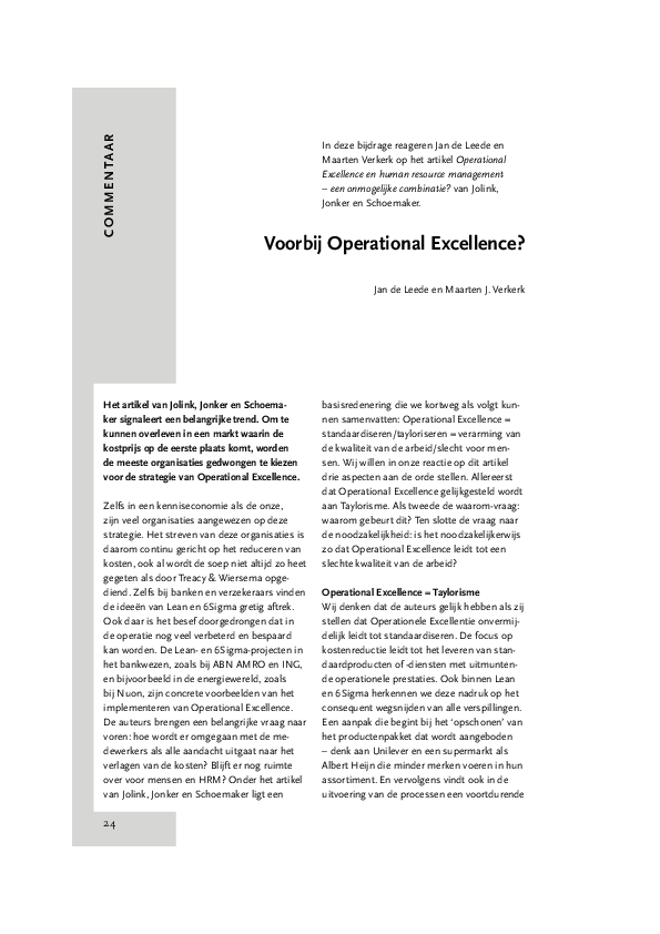 (PDF) Voorbij operational excellence