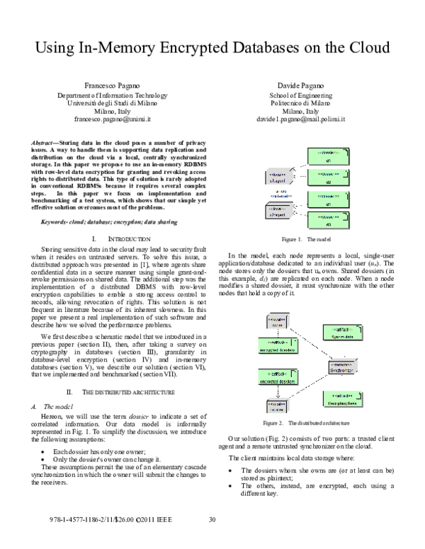 (PDF) Using in-memory encrypted databases on the cloud