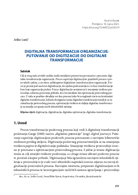 (PDF) Digitalna transformacija organizacije