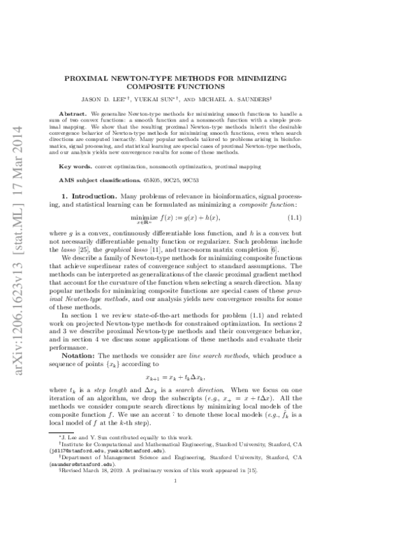 (PDF) Proximal Newton-type Methods for Minimizing Convex Objective ...