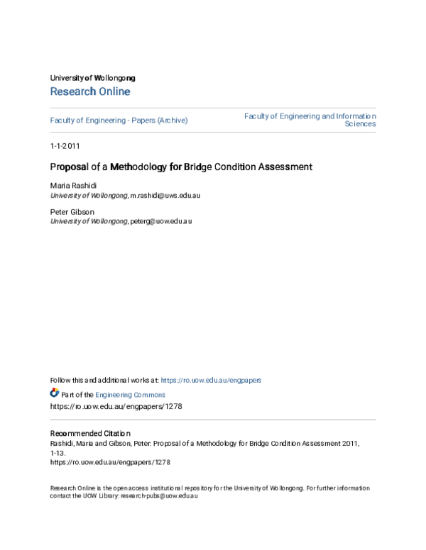 (PDF) Proposal of a Methodology for Bridge Condition Assessment