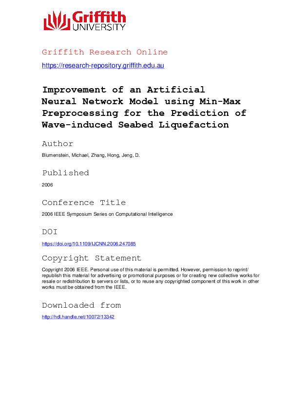 (PDF) Improvement of Artificial Neural Network Model for the Prediction ...