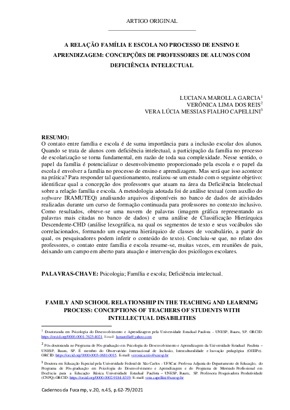 (PDF) A Relação Família e Escola No Processo De Ensino e Aprendizagem ...