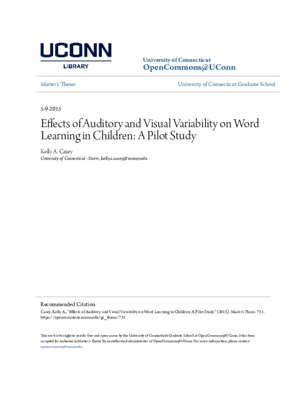 (PDF) Effects of auditory and visual variability on word learning in ...