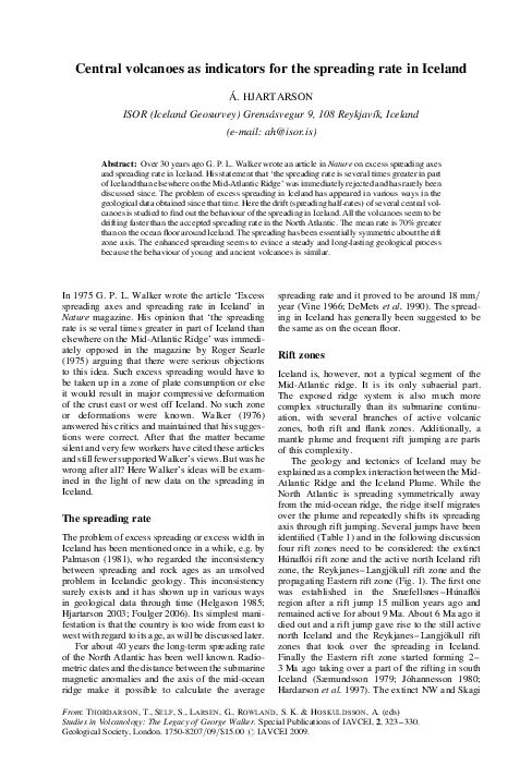 (PDF) Central volcanoes as indicators for the spreading rate in Iceland