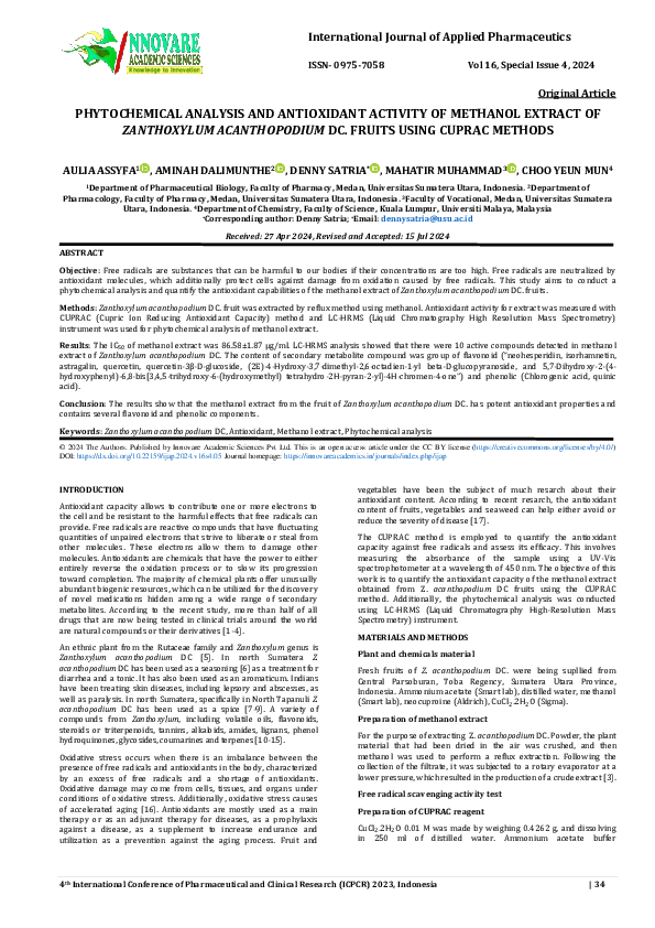 (PDF) PHYTOCHEMICAL ANALYSIS AND ANTIOXIDANT ACTIVITY OF METHANOL ...