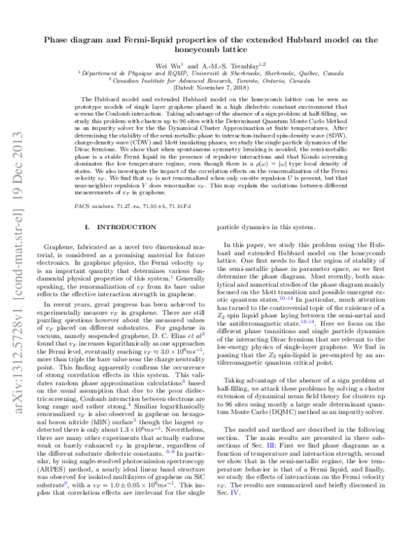 (PDF) Phase diagram and Fermi liquid properties of the extended Hubbard ...