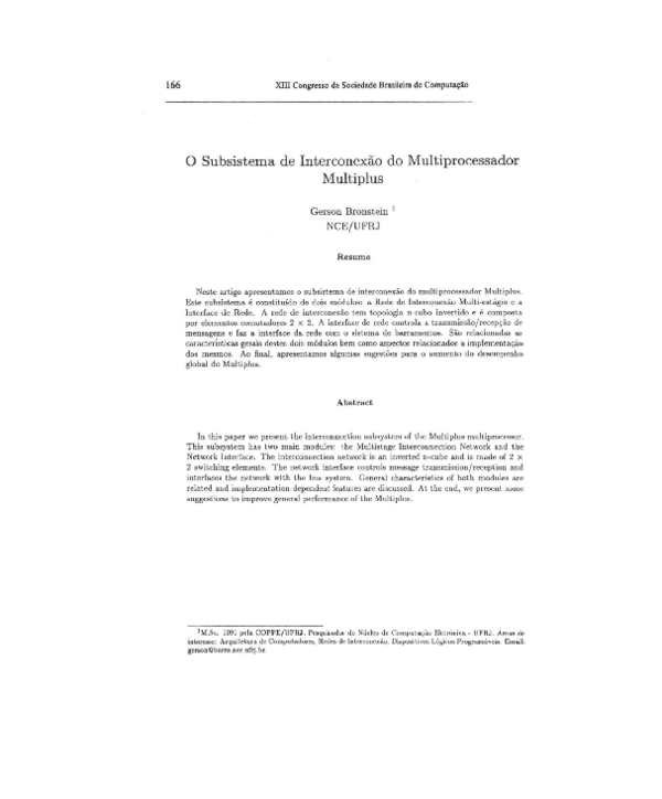 (PDF) O Subsistema de Interconexão do Multiprocessador Multiplus