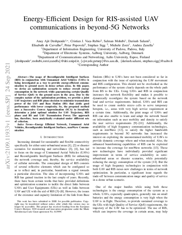 (PDF) Energy-Efficient Design for RIS-assisted UAV communications in ...