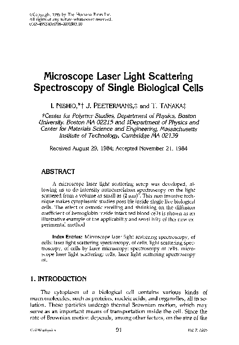 (PDF) Microscope laser light scattering spectroscopy of single ...