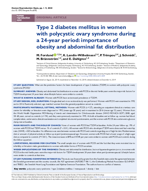 (PDF) Type 2 diabetes mellitus in women with polycystic ovary syndrome ...