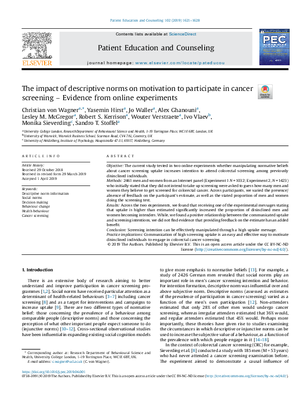 (PDF) The impact of descriptive norms on motivation to participate in ...
