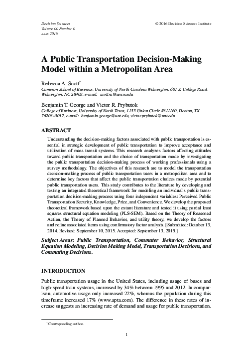 (PDF) A Public Transportation Decision-Making Model within a ...
