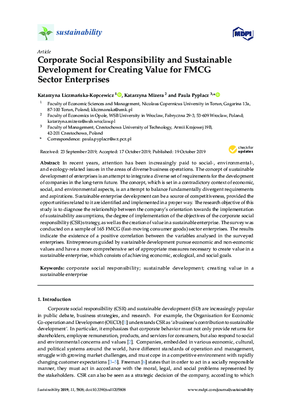 (PDF) Corporate Social Responsibility and Sustainable Development for ...