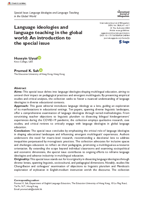 (PDF) Language ideologies and language teaching in the global world: An ...