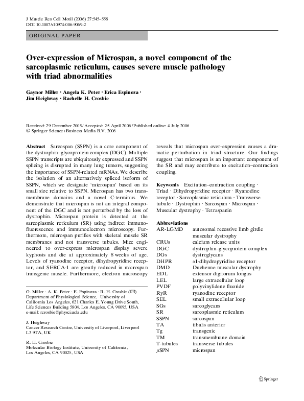 (PDF) Over-expression of Microspan, a novel component of the ...