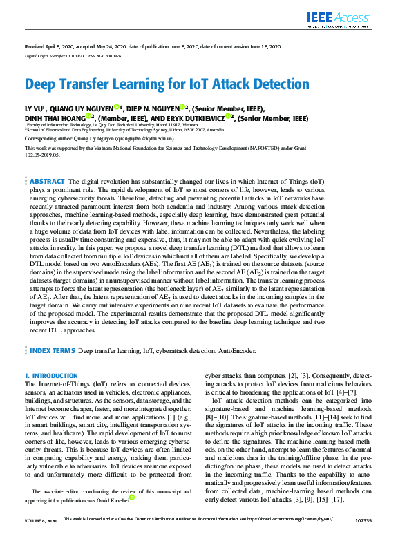 (PDF) Deep Transfer Learning for IoT Attack Detection