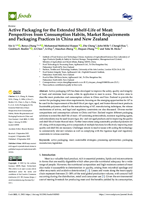 (PDF) Active Packaging for the Extended Shelf-Life of Meat ...