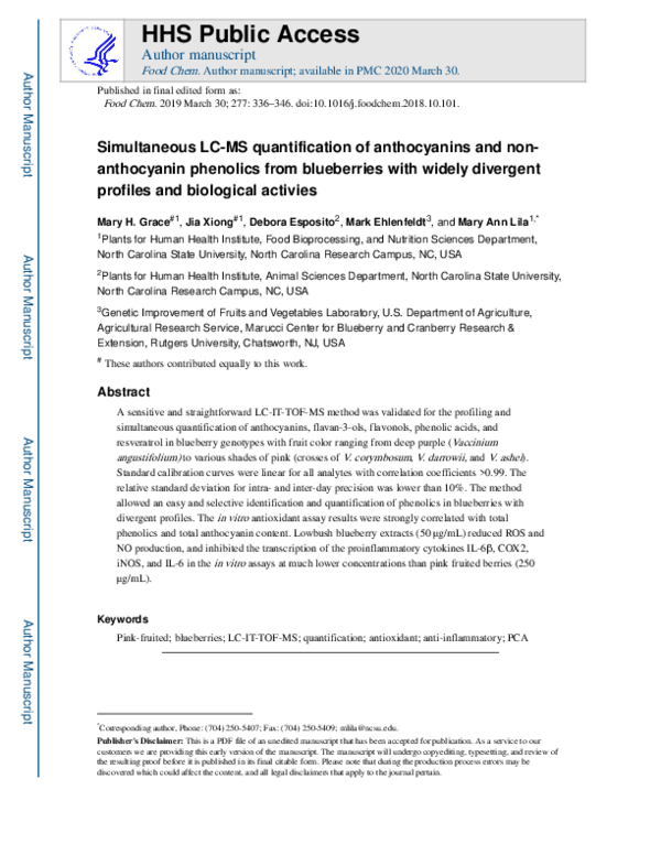 (PDF) Simultaneous LC-MS quantification of anthocyanins and non ...