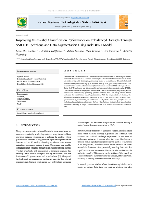 (PDF) Improving Multi-label Classification Performance on Imbalanced ...