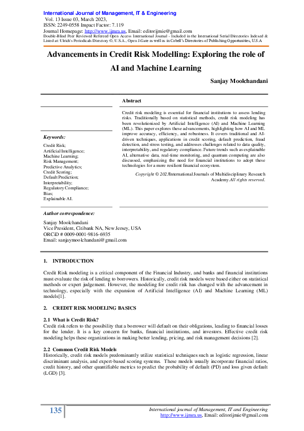 (PDF) Advancements in Credit Risk Modelling: Exploring the role of AI ...