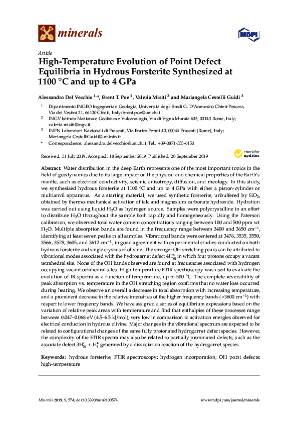 (PDF) High‐Temperature Evolution of Point Defect Equilibria in Hydrous ...