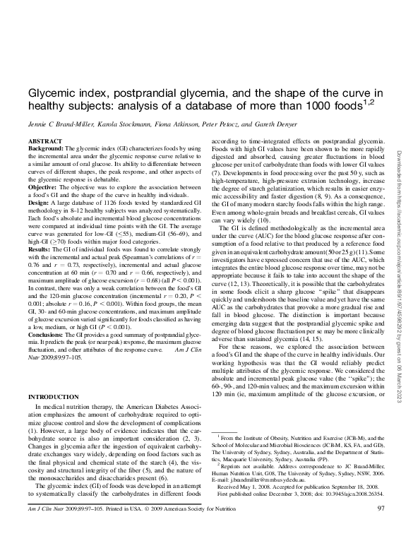 (PDF) Glycemic index, postprandial glycemia, and the shape of the curve ...