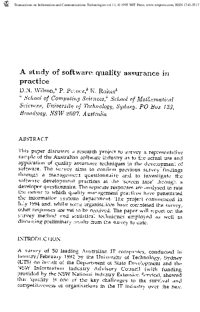 (PDF) A Study Of Software Quality Assurance In Practice