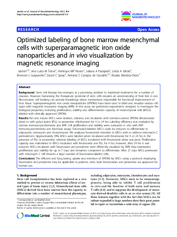 (PDF) Optimized labeling of bone marrow mesenchymal cells with ...