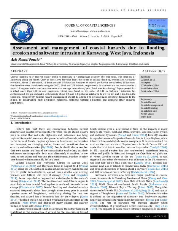 (PDF) Assessment and management of coastal hazards due to flooding ...