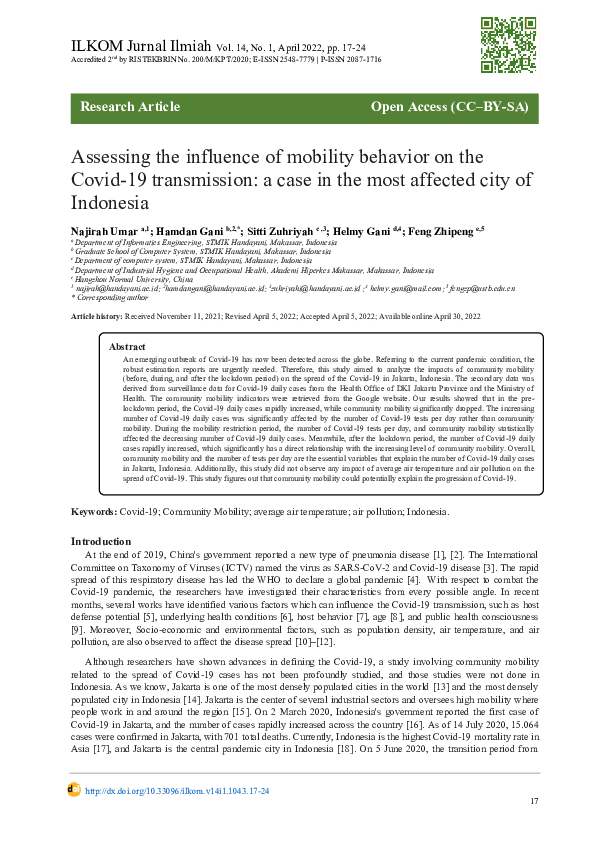(PDF) Assessing the Influence of Mobility Behavior on the Covid-19 ...