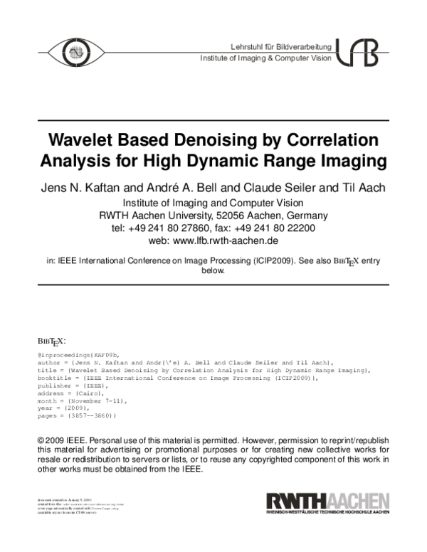 (PDF) Wavelet based denoising by correlation analysis for high dynamic ...