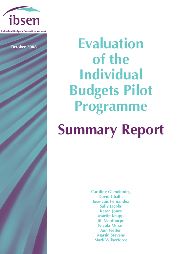 (PDF) Evaluation of the Individual Budgets Pilot Programme: Final Report