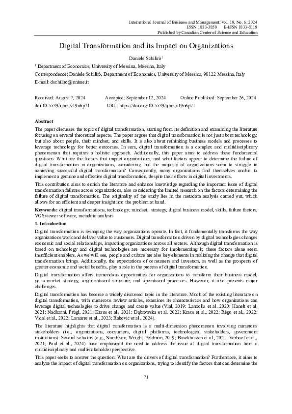 (PDF) Digital Transformation and its Impact on Organizations