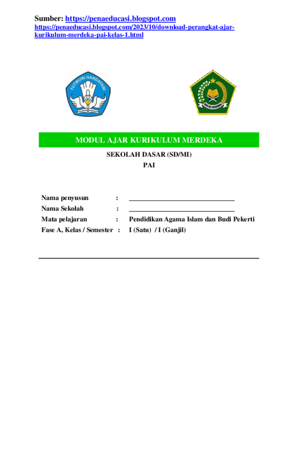 (PDF) Modul Ajar PAI BAB 3 Kurikulum Merdeka Kelas 1 Fase A